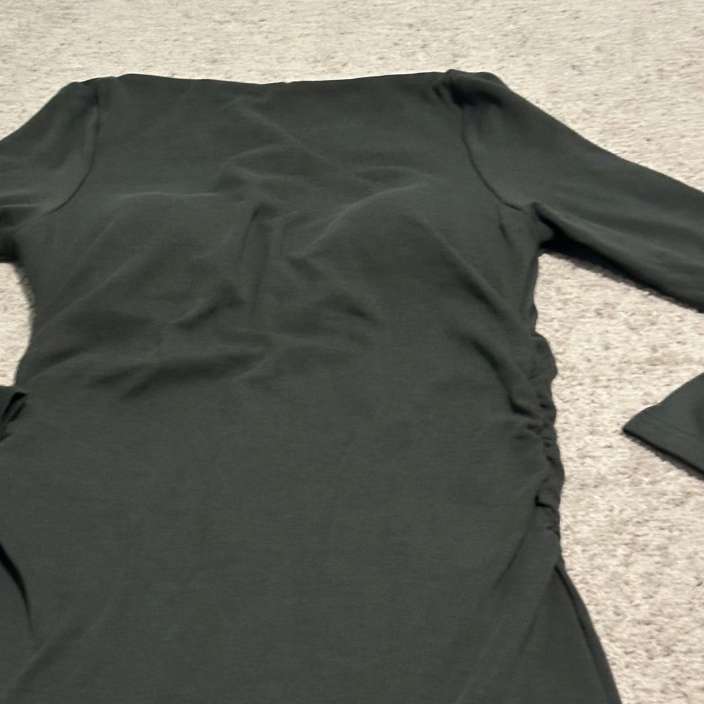 OGL MaxWarm Thermal Boatneck Ruched Sides Brami Midi Dress Large Green NWT - Picture 5 of 9